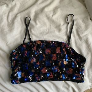 Sequin glitter cropped tank top